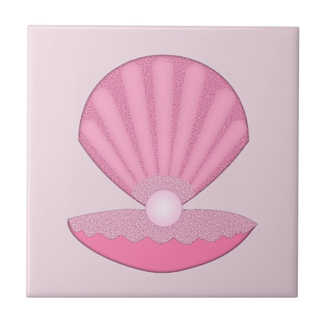 Pink Baby Girl Oyster shell and Pearl Tile (Front)