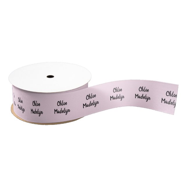 Pink Baby Girl Pale Pastel with Two Script Names Grosgrain Ribbon (Spool)