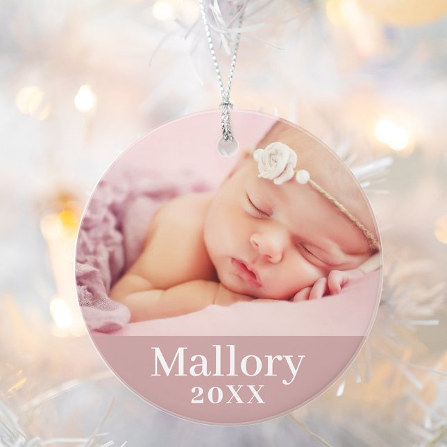 Pink Baby Girl Personalized Name Photo Ornament (Creator Uploaded)