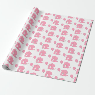 Pink Baby Girl Puppy First Birthday Wrapping Paper