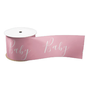 Pink Baby Girl Script Elegant Baby Shower Satin Ri Ribbon