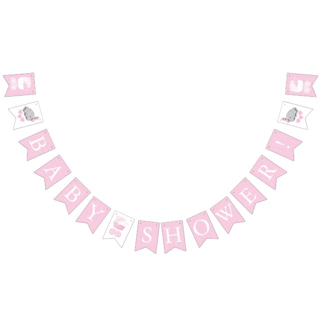 Pink 👶 Baby Girl Shower Party Bunting Flags (All)