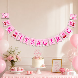 Pink Baby Girl Shower Personalized Parent Monogram Bunting Flags