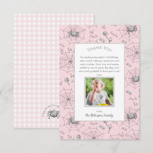 Pink Baby Halloween Spiders Thank You Card
