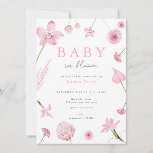Pink Baby in Bloom Baby Shower Invitation