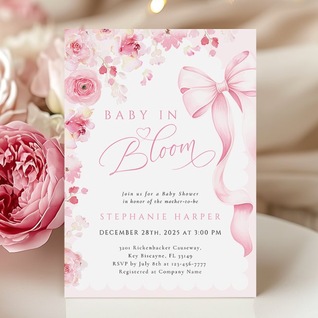 Pink Baby In Bloom Baby Shower Invitation  (Creator Uploaded)