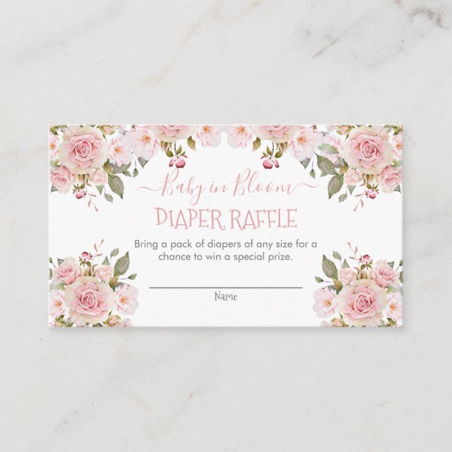 Pink Baby in Bloom Floral Diaper Raffle Enclosure  (Front)