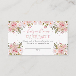 Pink Baby in Bloom Floral Diaper Raffle Enclosure  Card