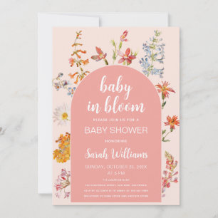 Pink Baby in Bloom Floral Girl Shower Wildflowers Invitation