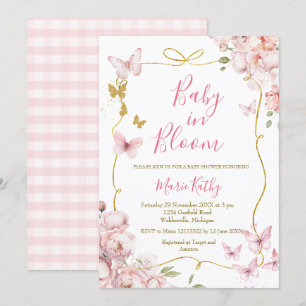 Pink Baby in Bloom Floral Invitation