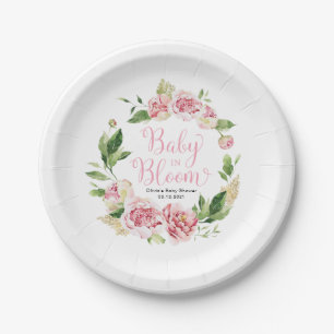 Pink Baby in Bloom Girl Baby Shower Plates