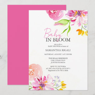 Pink Baby In Bloom Invitations