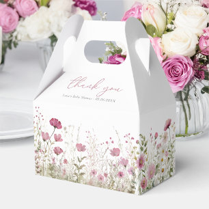 Pink Baby In Bloom Wildflower Baby Shower Gable Favor Box