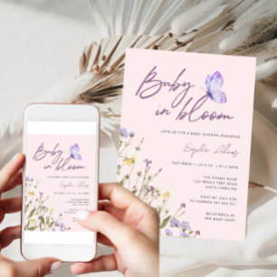 Pink Baby in Bloom Wildflower Baby Shower Invitation