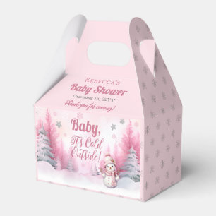 Pink Baby It's Cold Outside Snow Girl Baby Shower Favor Box