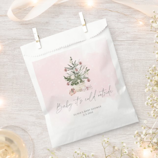 Pink baby its cold outside take a treat favour bag (Clipped)