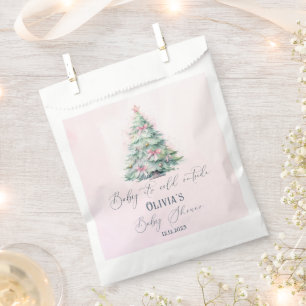 Pink baby its cold outside take a treat favour bag