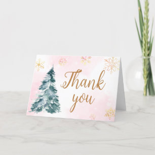 Pink Baby It's Cold Outside Thank You Card