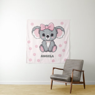 Pink Baby Koala Bear Tapestry