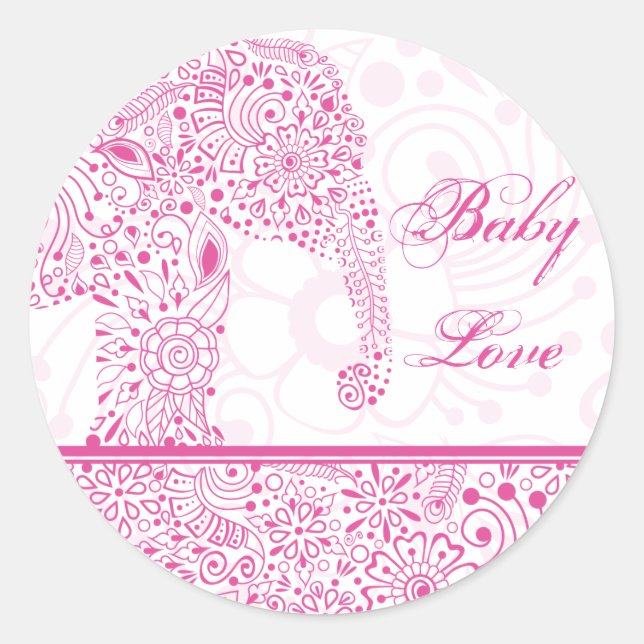 Pink Baby Love Elephant Sticker (Front)
