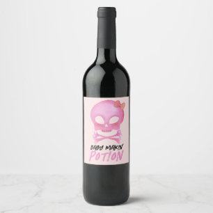 Pink Baby Makin' Potion Funny Halloween Party  Wine Label