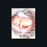 Pink Baby Name Photo Canvas Print<br><div class="desc">Simple and chic full bleed photo design. Personalize it with your baby's birth date,  name,  or any text of your choice for a beautiful and unique piece of wall art.</div>