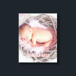 Pink Baby Name Photo Canvas Print<br><div class="desc">Simple and chic full bleed photo design. Personalize it with your baby's birth date,  name,  or any text of your choice for a beautiful and unique piece of wall art.</div>