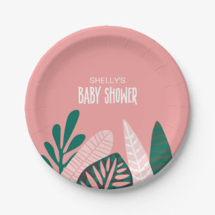 Pink Baby On Board Baby Shower Favor Tag Paper Plate