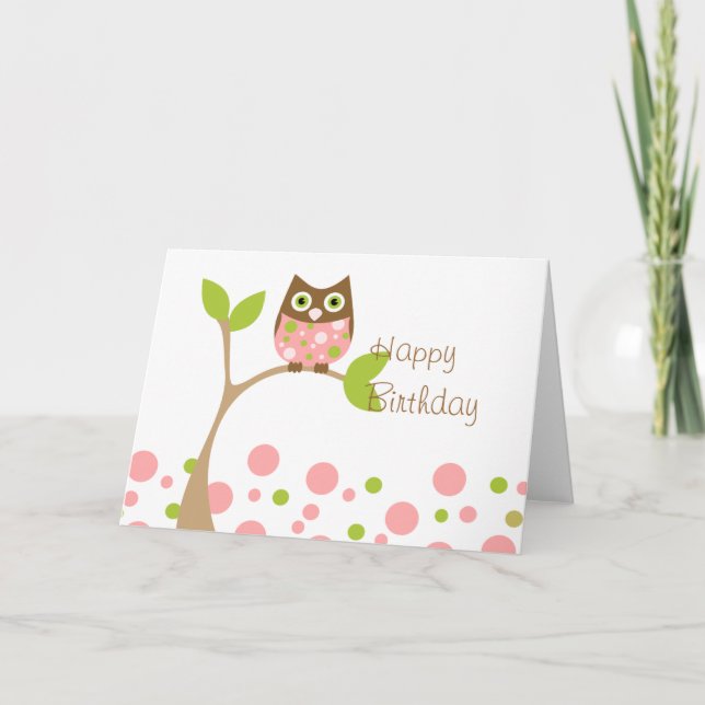 Pink Baby Owl Card (Front)