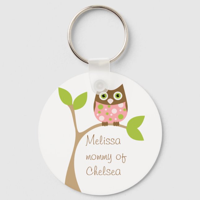 Pink Baby Owl Keychain (Front)