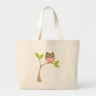 Pink Baby Owl Large Tote Bag