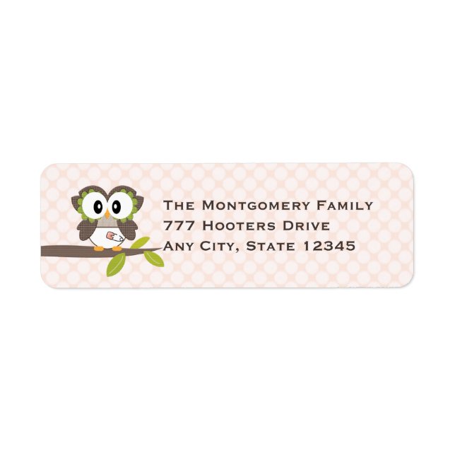 Pink Baby Owl Return Address Labels (Front)