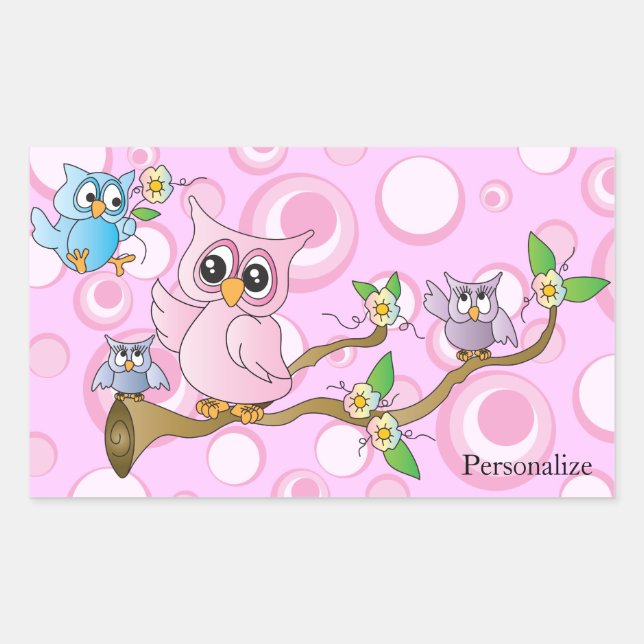*Pink Baby Owl | Shower Theme Sticker (Front)