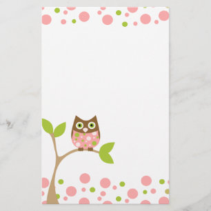 Pink Baby Owl Stationery