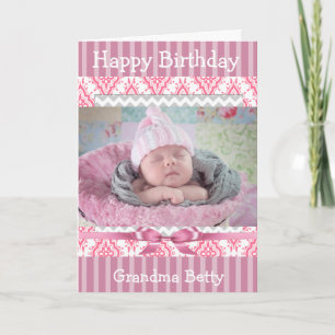 Pink Baby Photo Bonne carte grand-mère d'anniversa