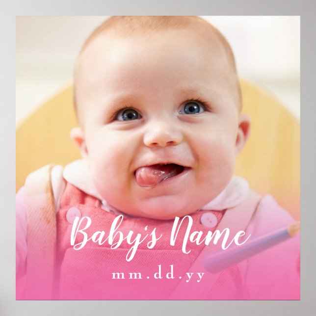Pink Baby Photo (Personalize Text & Photo) Poster (Front)