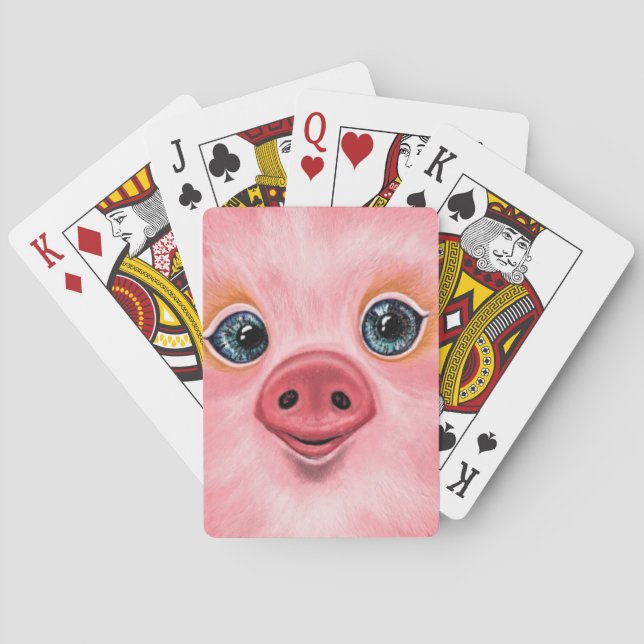 Pink Baby Pig Playing Cards Gift - Smile (Back)