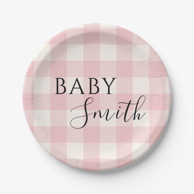 Pink Baby Q Baby Shower Barbecue BBQ Paper Plate (Front)