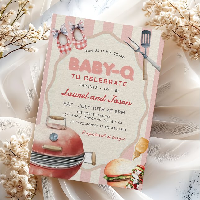 Pink Baby-Q Backyard Baby Shower Invitation (Creator Uploaded)
