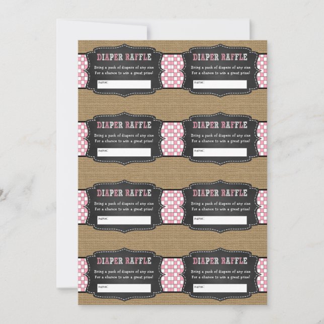 Pink Baby Q diaper raffle tickets, girl bbq Invitation (Front)