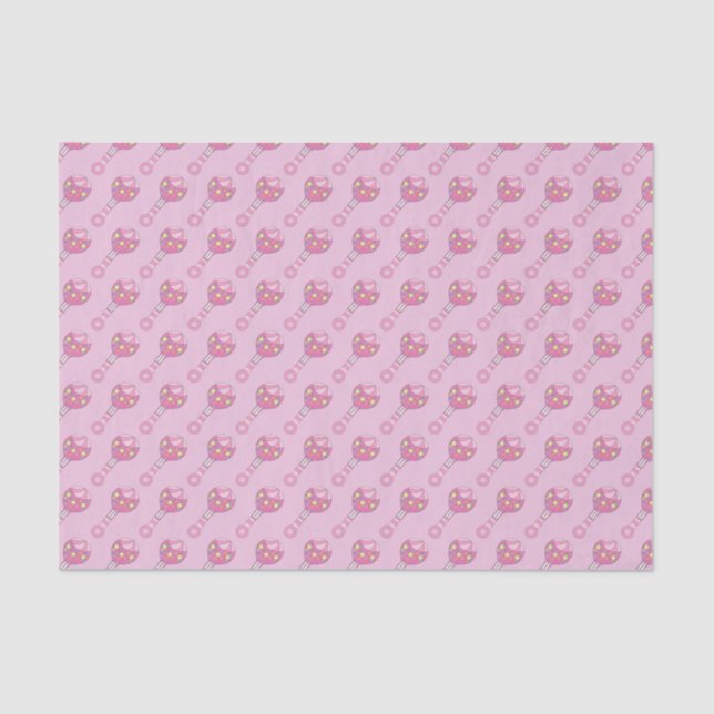 Pink Baby Rattle Pattern Tissue Paper (Front)