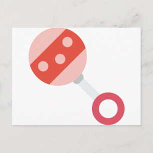 pink baby rattle postcard