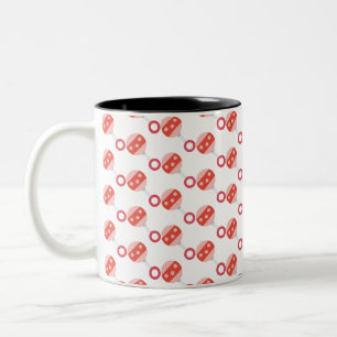 pink baby rattle Two-Tone coffee mug