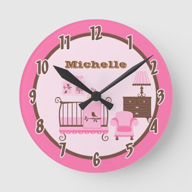Pink Baby Room Personalized Clock (Front)