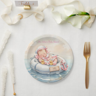 Pink Baby Sailor Girl Paper Plates