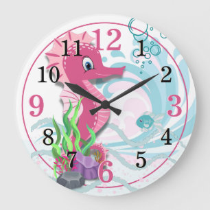 Pink Baby Seahorse Wall Clock