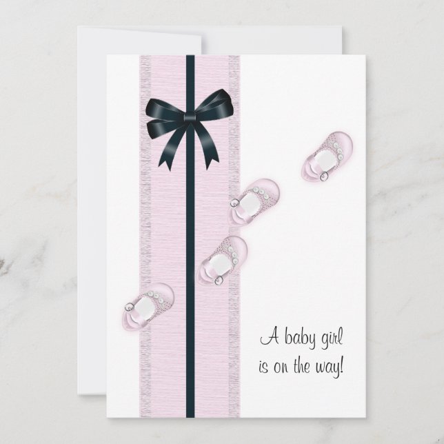 Pink Baby Shoes Baby Shower Invitation (Front)