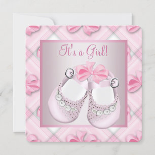 Pink Baby Shoes Pink Baby Girl Shower Invitation