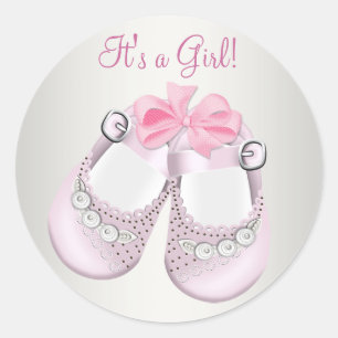 Pink Baby Shoes Pink Baby Shower Stickers