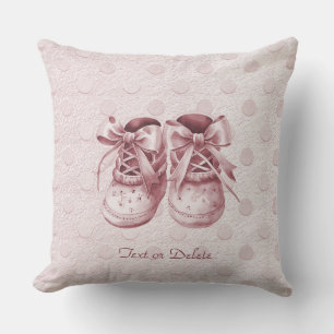 Pink Baby Shoes Throw Pillow